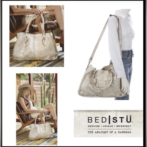 NWT Bed Stu Leather Rockaway Shoulder Crossbody Bag Tote Nectar Lux MSPR $345 - Picture 15 of 15